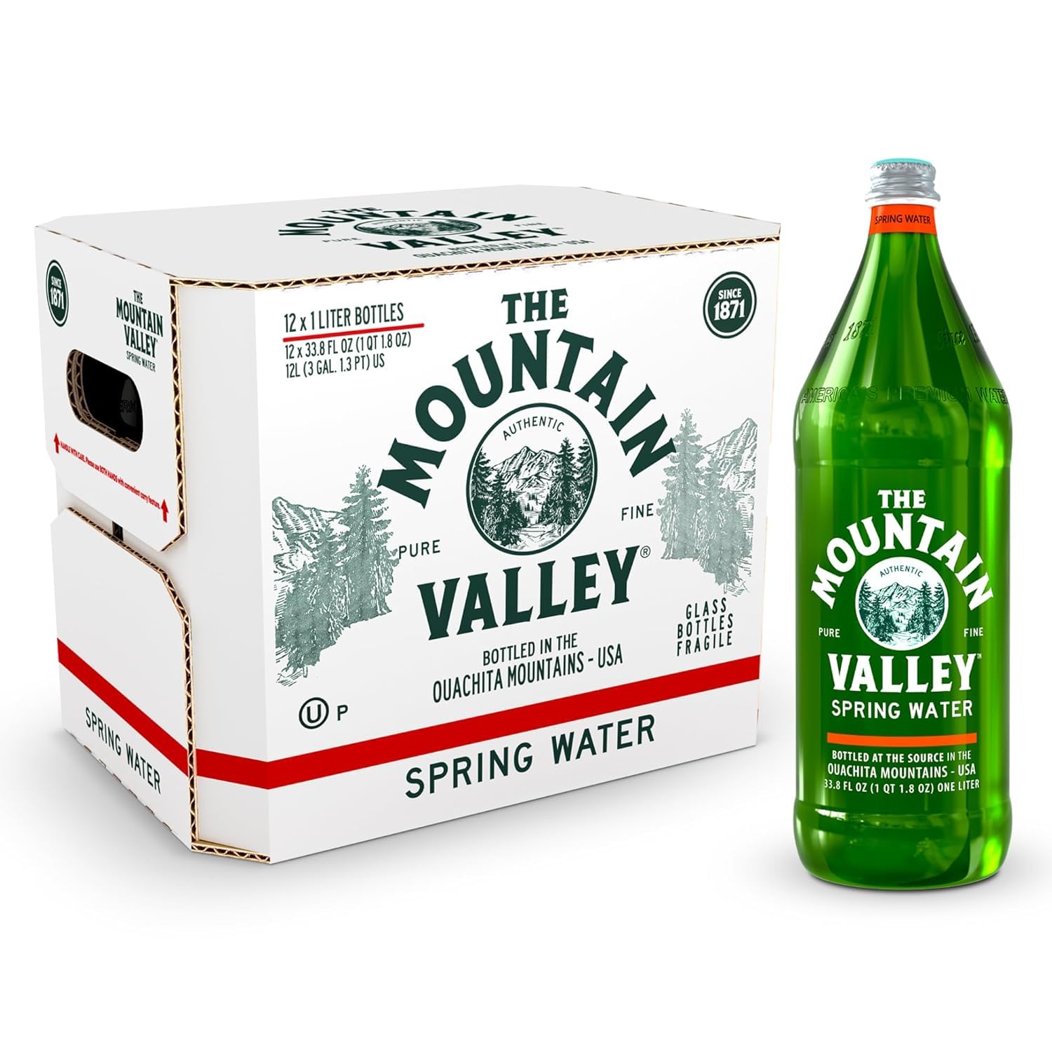 Mountain Valley Spring Water bottled in glass